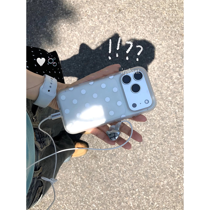 Clear Shockproof Bumper Case - 심플 엔젤 화이트 폴카 도트 투명