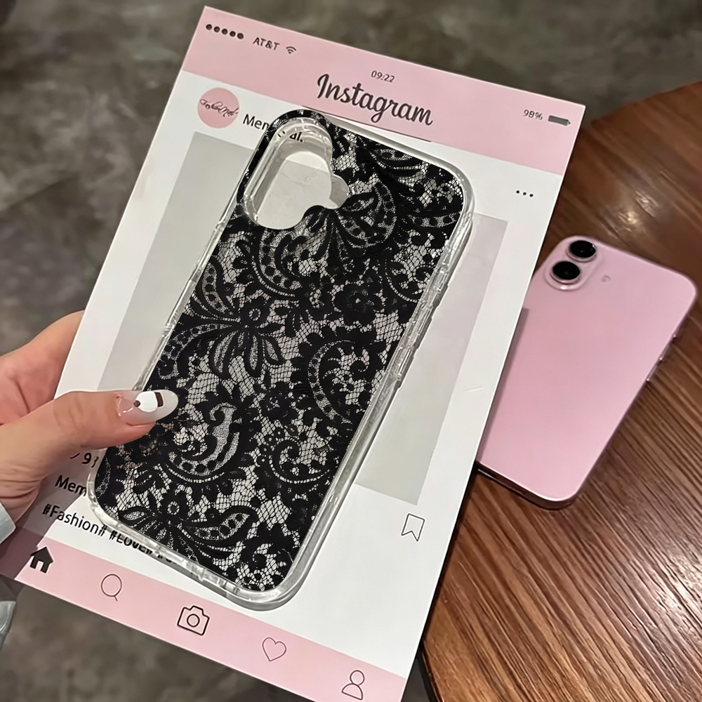 Clear Shockproof Bumper Case - 레이스 플라워 INS 투명 폰 케이스
