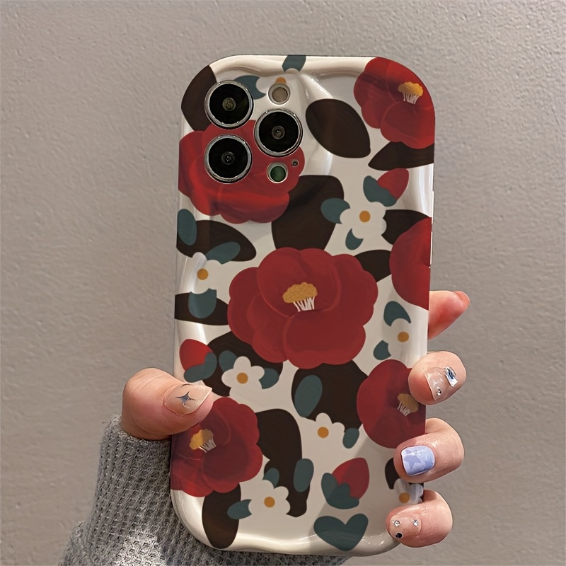 Vintage Floral Pattern Soft Case - 빈티지 레드 카멜리아 꽃무늬 물결 패턴