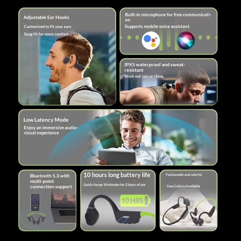 창의적인 방수 골전도 이어폰, 저지연 무선 스포츠 블루 - Earphones 리뷰 및 가격