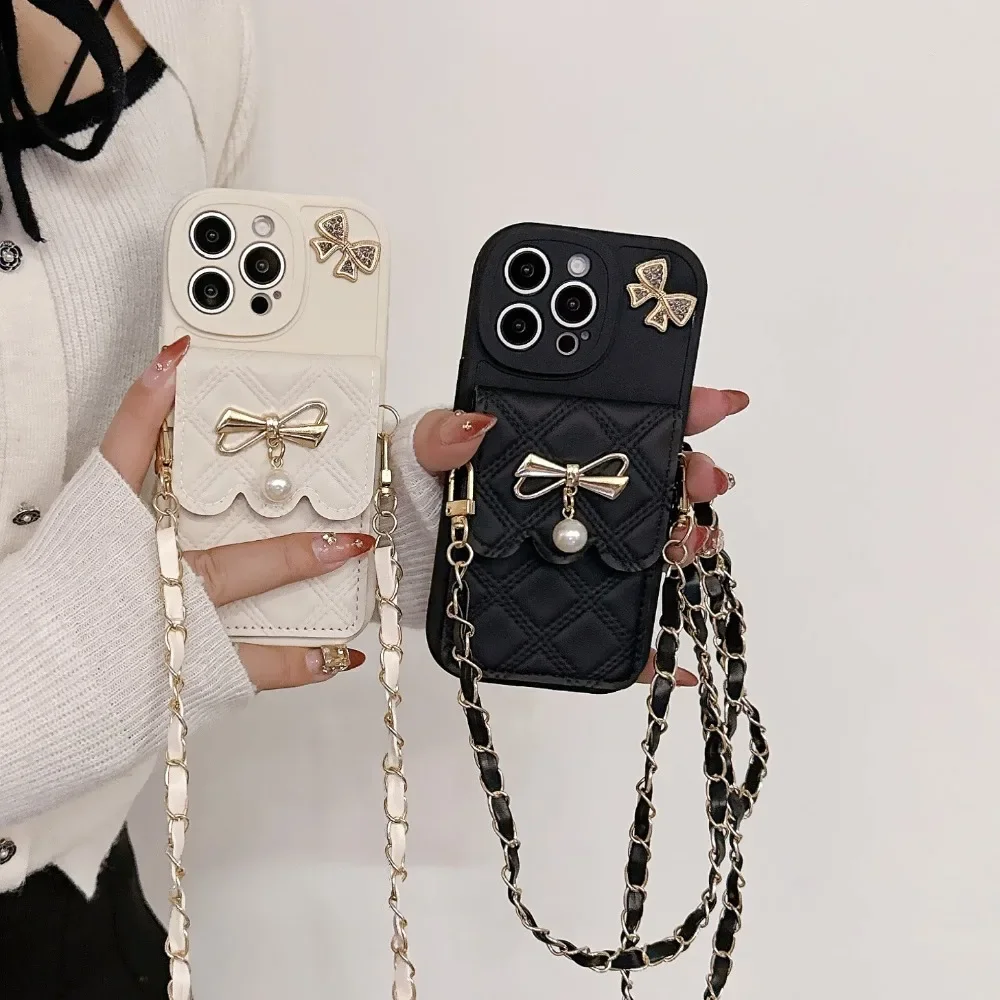 3D 리본 장식 크로스바디 카드 홀더 지갑형 폰 케이스 - Leather Wallet Card Holder Phone Cover 리뷰 및 가격